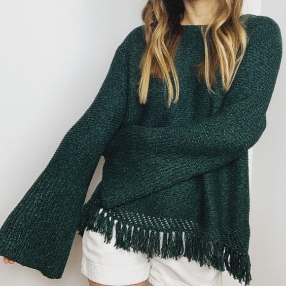 Anthropologie Sweaters - SPRUCE EMERALD GREEN CHRISTMAS BELL SLEEVE SWEATER